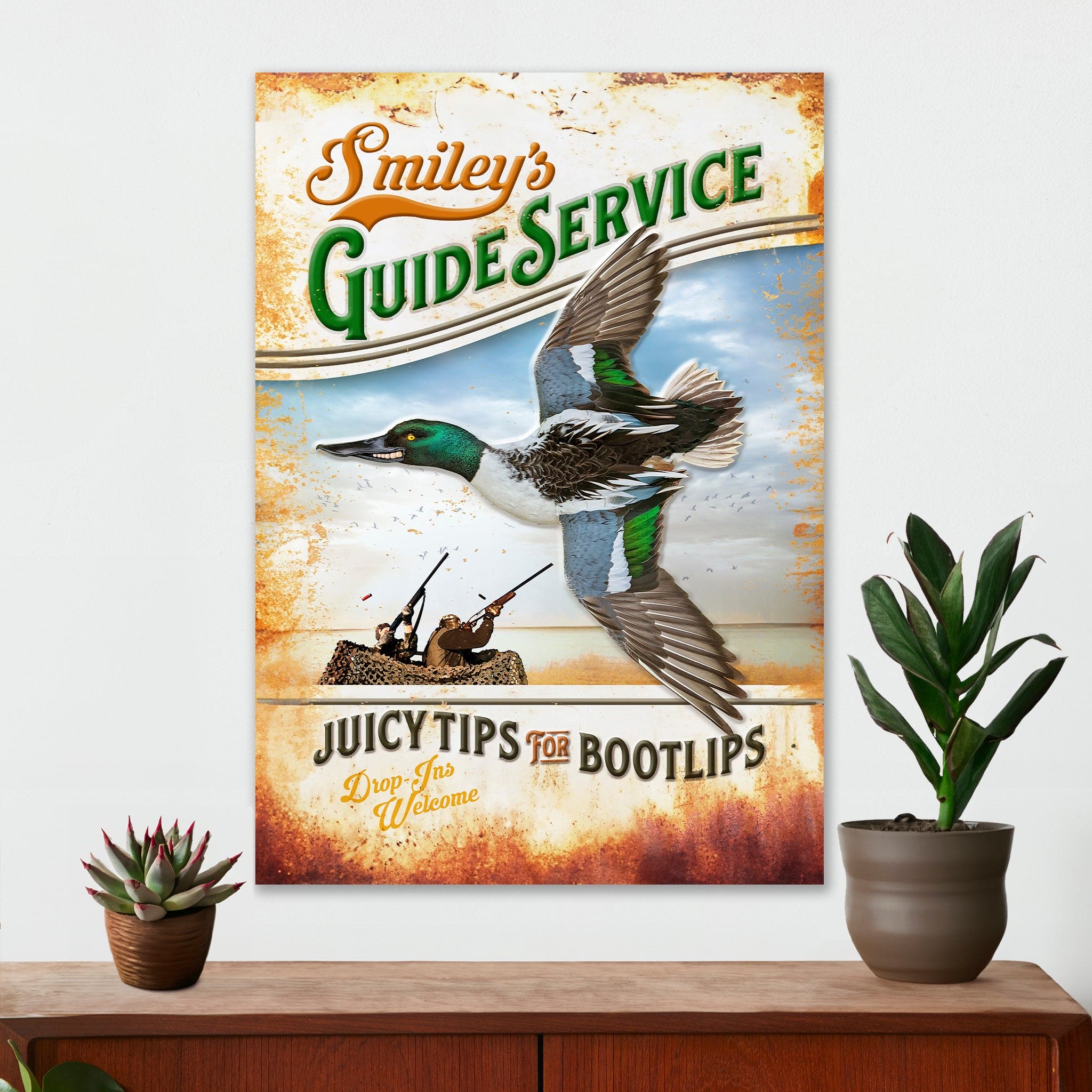 Hunting Wall Decor - Smiley's Guide Service - Canvas Sign