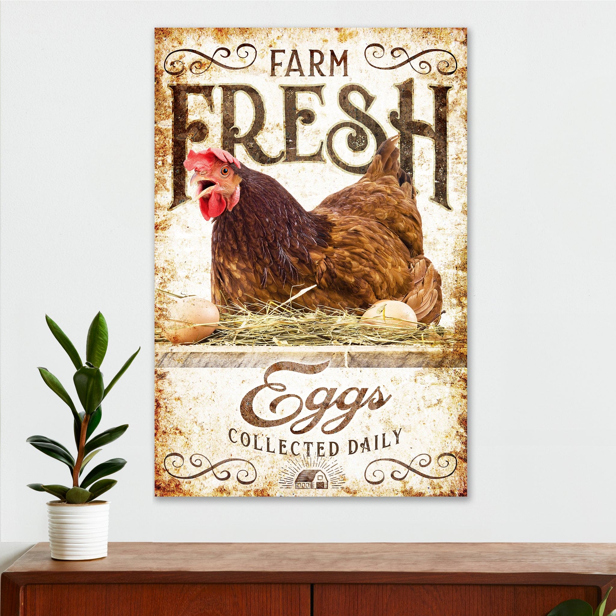 Farmhouse Kitchen Wall Decor - Farm Fresh (Eggs) - Canvas Sign